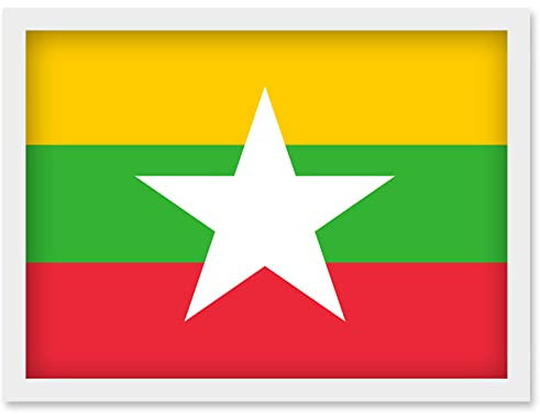 Artery8 Myanmar National Flag Patriotic Vexillology World Flags Country Region Poster Artwork Framed Wall Art Print A4