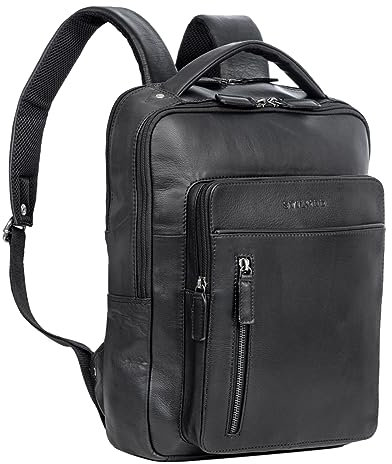 STILORD 'Tory' Sac à Dos en Cuir Grande pour Homme Femme Vintage Backpack pour Ordinateur Portable 13 Pouces - Bagages de Voyage, Couleur:Noir