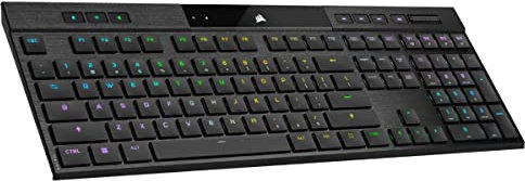 Corsair K100 AIR RGB Mechanical Keyboard - Ultra Slim, Sub-1ms SLIPSTREAM WIRELESS, Bluetooth With Low Latency Time, CHERRY MX Ultra Low Profile Keycaps - Black