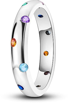 Hapour 925 Sterling Silber Ringe – Vintage Wrap Stacking Statement Ringe mit buntem Zirkonia für Frauen Mädchen als Geschenke – klassischer und eleganter Ring Größe 8