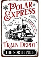 Lustiges Retro Metall-Blechschild Polar Express Zug Depot The North Pole .Sign Küchenschilder Wanddekoration Blechschilder Bar Dekorationen Kunst Poster 20,3 x 30,5 cm