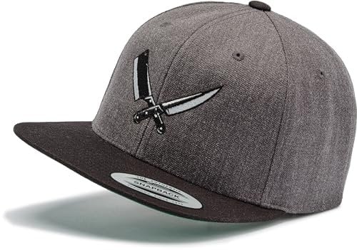 Flexfit Snapback Cap : Butcher-Messer - Outdoor Basecap Herren & Damen Baseball Cap Kappe Mütze Grillen Kochmütze (Charcoal/Black)