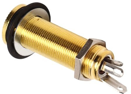 Klinkenstecker für E-Gitarre, 1/4“ 6,35mm Messing Mono Gitarre Bass Klinkenbuchse Zylinder Eingang Ausgang Klinke mit 3 Pins Metall Stereo Barrel Ausgang Klinkenstecker für die meisten E-Gitarre Bass