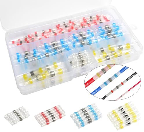 Lötverbinder Set 120 Stück, Lötverbinder mit Schrumpfschlauch, KFZ Kabelverbinder Wasserdicht, Transparent Lötverbinder Schrumpfverbinder mit Lötzinn, Kabel Lötverbinder Set