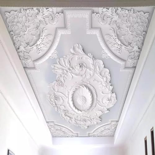 SABORR Affreschi del soffitto Carta da parati decorativa 3d linea di gesso bianco in rilievo soggiorno camera da letto tetto sfondo adesivi murali arte della parete
