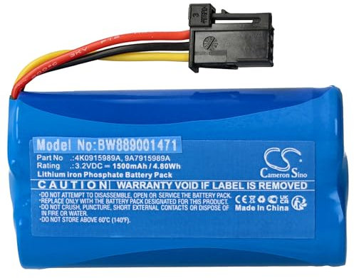 vhbw 1x Batterie Remplacement pour Audi 4M0 907 486, 4K0915989A, 9A7915989A pour transmetteur de localisation d'urgence (1500mAh, 3,2V, LiFePO4)