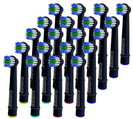 OneBuy24 - Aufsteckbürsten kompatibel mit Oral-B elektrischen Zahnbürsten - Kompatibel mit Precision Clean, Vitality, Professional Care, (20 Stück Schwarz)