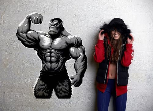 Wandtattoo Muscled Gorilla – Power Fitness Vinyl-Aufkleber, 110 x 91 cm