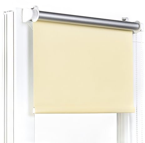 Fenster DEKOR - Rollos Für Fenster Ohne Bohren Hellgelb - Verdunkelungsrollo B50 x H120 cm - Klemmrollo Verdunkelung - Fensterrollo Für Balkontüren - Verdunklungsrollo Leicht Zu Installieren