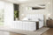 ALTDECOR Boxspringbett mit Matratze und Lattenrost, Boxbett, Topper, Fußteil, Polsterbett mit Bettkasten, Bett mit Stauraum H4-Matratze, Doppelbett, Springboxbett - OTTA-Z - 160x200 - Weiß Kunstleder