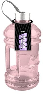 RINCS Essentials Water Keg Bottle- 2.2L Easy Carry Handle Gym Bottle, Extra Large Portable Sports Drinks Container, Perfect for Outdoor Activities Re-usable Plastic (Pink)