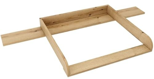 regalik Wickelaufsatz mit Platte für Hemnes von IKEA, Wickeltischaufsatz für 50x160 cm Kommoden, Abnehmbar Wickelkommode aufsatz, Abgerundeten Frontplatten, Oak