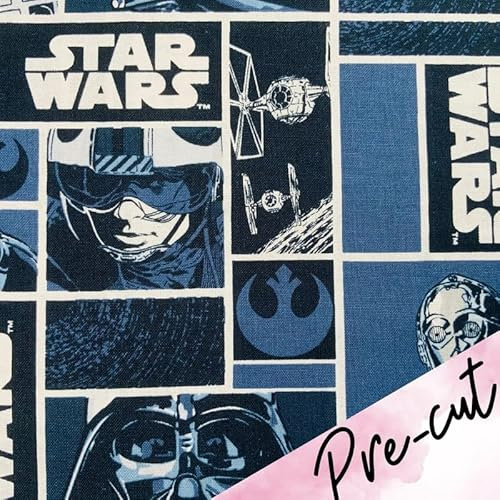 Star Wars Stoff – Mandalorian Yedi Baby Yoda von 1 Meter, vorgeschnitten, 110 cm breit (100 % Baumwolle, echter Lizenzstoff, ideal zum Basteln, Quilten, Nähen, Wimpelketten)