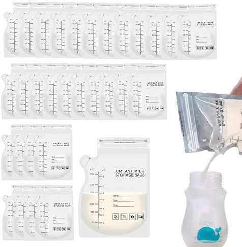 30PCS Breast Milk Storage Bag Non Spill Leak Proof Milk Storage Bags Breastfeeding Disposable Easy Pour Breast Milk Bags for Women to Keep Freezer Breast Milk Fresh and Store Other Babyfoods
