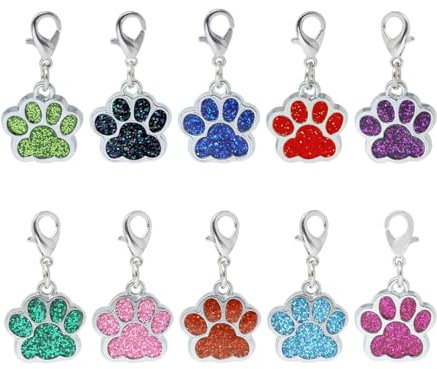UEAVOID 10 Stück Emaille Charms Anhänger Katze Hund Pfote Karabiner Schlüsselkette Glitzer Schmuck Erkenntnisse für DIY Schmuck Herstellung Halskette Armband
