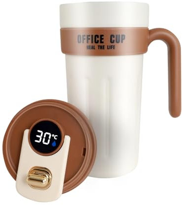 Taekooki Taza de Café para Llevar, 650 ml, Pantalla Digital, Vaso Café Termo, Taza de Café para Llevar de Acero Inoxidable, para Hacer tu Propio Café o Té