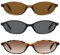 LJCZKA Retro Ovale Sonnenbrille für Damen, 90er Vintage Kleine Katzenaugen Sonnenbrille Mode Oval Brille Schmal Rahmen Schattierungen mit UV Schutz (Schwarz Schwarz+Dunkel Braun Braun+Leopard Braun)