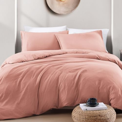 LANE LINEN Double Duvet Cover Set Rose Dawn - Pre Washed Soft Microfibre Polyester Duvet Cover with Pillow case - Bedding Quilt Cover Set