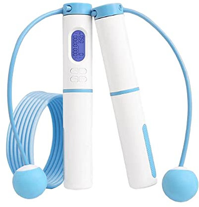 Corde à sauter numérique sans fil lestée Bleu