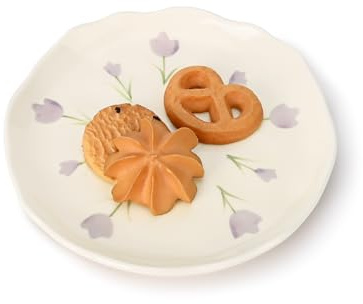 Koythin Ceramic Dessert Plates, Cute Fruits Dinner Plate, Printed Flowers Dinnerware for Office and Home, Kitchen Plates for Desserts (Purple Tulip)