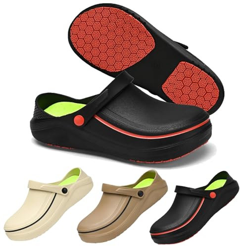 Whimsyard Zapatos De Chef Para Hombres Y Mujeres,zapatos De Chef Ortopédicos Impermeables Con Soporte Para El Arco Para Cocina,zapatos De Trabajo Antideslizantes Resistentes Al Aceite (Negro-B,39-40)