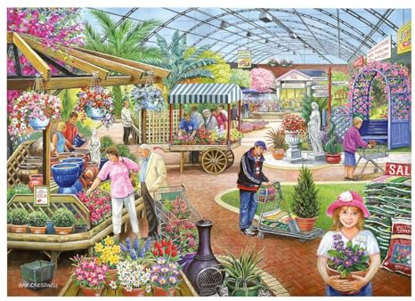 The House of Puzzles At The Garden Center Puzzle – 500 Teile Puzzles für Erwachsene, Künstler illustriert, malerische Landschaft, Deluxe-Puzzle-Geschenke