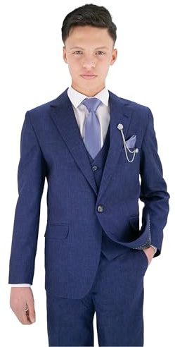 SIRRI Strukturierter 8-teiliger formeller Anzug für Jungen – Slim Fit-Set für Pagenschnitt, Hochzeit, Kommunion, Alter 1–16