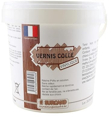VERNIS COLLE / Ideal pour tous les assemblages et le vernissage de bois, cartons, papiers, toiles de jute, feutrines et autres matières poreuses / interieur et exterieur (1 L)