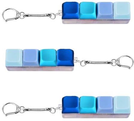 Keyboard Fidget toy 3 PCS, Mini Fidget Keyboard, Funny Keyring Relieve Stress 4 Button, Suitable for Students Teenagers and Adults to Pass Time, Easter Gift