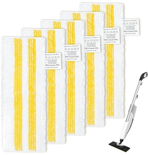 KEEPOW Compatible with Karcher Steam Cleaner Pads – 5 Pack Microfibre Floor Cloths for EasyFix SC2 SC3 SC4 SC5 – Washable Steam Mop Pads for Hard Floors & Tiles