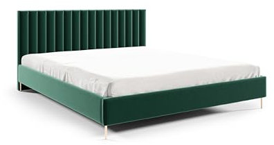 Sofello Polsterbett Lilly Schwarze oder goldene Beine Steppung - Bett aus Velour aus Samt mit Holz Lattenrost 180x200 cm (Riviera 38 - grün, 180x200)