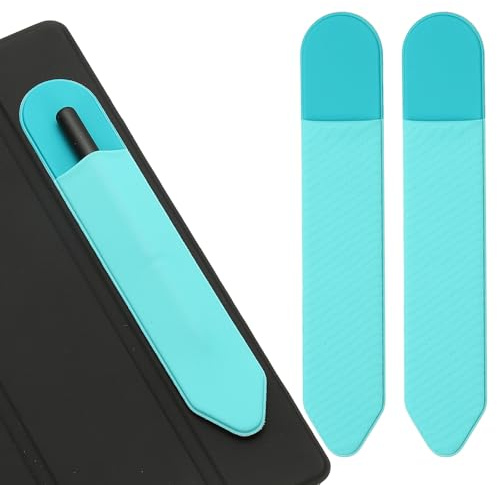 PATIKIL Pencil Holder for Stylus, 2 Pcs Adhesive Elastic Pen Case Sleeve Pouch Stylus Holder Pocket Elastic Pen Pouch Accessories for Tablet Case Notebook Outdoor, Mint Blue
