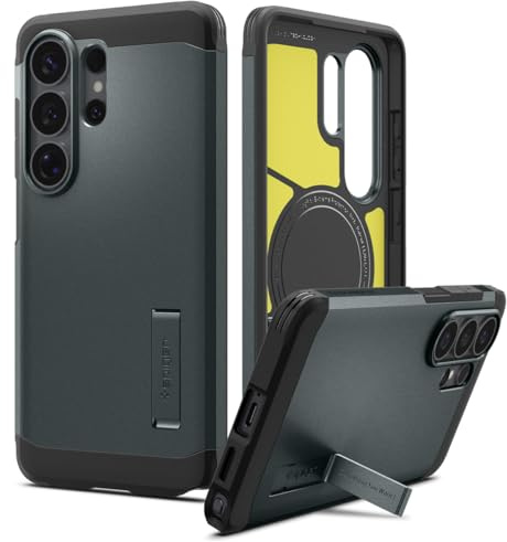 Spigen Tough Armor MagFit für Samsung Galaxy S26 Ultra -Abyss Green | Kompatibel mit MagSafe, Integrierter Kickstand, Air Cushion Tech, Military-Grade Schutz, Spigen Original Serie