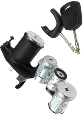 Riloer Interruptor de encendido para coche, cilindro de cerradura de puerta con llave de plástico y metal, compatible con Ford Fiesta V 2001-2008 1479660 2S61A22050BM