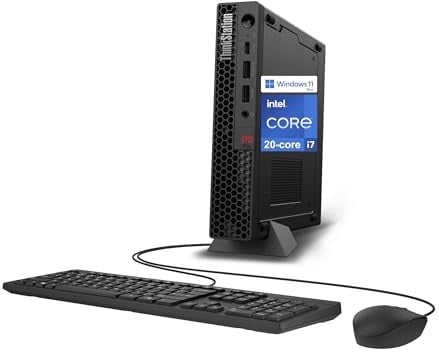 Lenovo ThinkStation P3 Tiny Desktop Computer, 20-core Intel Core i7-14700 vPro, 32GB DDR5, 2TB SSD, Display Port + HDMI, WiFi 6, RJ-45, USB-C, Wired Keyboard & Mouse, Windows 11 Pro