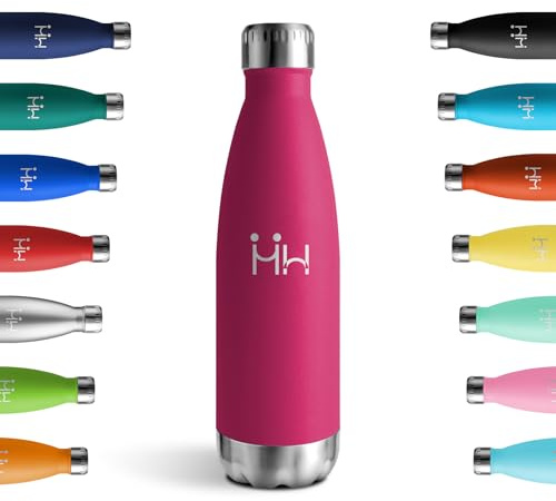 Thermosflasche 500ml, Trinkflasche Edelstahl, Wasserflasche Doppelwandig BPA-Frei, Isolierflasche für Schule, Fitness, Laufen, Reisen