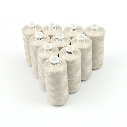 Ackermann 10x 1.000m UNIVERSAL NÄHGARN, Stärke 120, Qualitätsgarn, Nähmaschinengarn, Overlock Garn, Garn für Overlock-Nähmaschinen (0773 Beige)