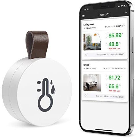 ORIA Igrometro Termometro Wireless Bluetooth, Sensore di Temperatura e Umidità con Funzione di Esportazione dei Dati, Termometro da Interno Mini per iOS Android per Vino, Soggiorno, Casa