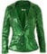 dressforfun Blazer Damen, Kostüm Damen Pailletten Oberteil Damen, Glitzer Oberteile Damen, Jackett, Faschingskostüm, Disco Kostüm Damen, Rave Outfit Damen, 80er Jahre Outfit, grün, XXL