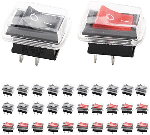 VISSQH 30pcs Interruptores para Coche,interruptor basculante 12v,interruptor 2 posiciones 10A / 125V, 6A / 250V SPST On/Off Auto Boton Interruptor Rocker Switch