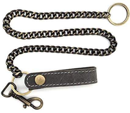 Jockey Club Sicherheitskette Metallkette Kellnerkette Kette für Kellner Geldbörse Kellnerbörse Bikerbörsen mit echt Lederschlaufe
