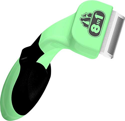 8in1 Coat DeShedder S Brosse à sous-poil pour petits chiens pour poils courts et longs Vert