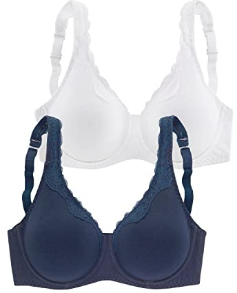 PETITE FLEUR Damen Bügel-BH | atmungsaktiv, Baumwolle, Spitze