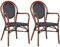 pemora 2-er Set Bistrostuhl Bambu AL mit Armlehnen Metallstuhl Gartenstuhl Outdoor-Stuhl Terrassenstuhl Gastronomie Stuhl in schwarz