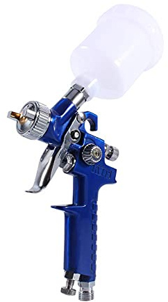 Mini HVLP Lackierpistole Spritzpistole, Hochvolumen Gravity Feed HVLP Mini-Luftfarbspritzpiole Niederdruck für Autolacke (0,8 mm Düse, 100 ml)