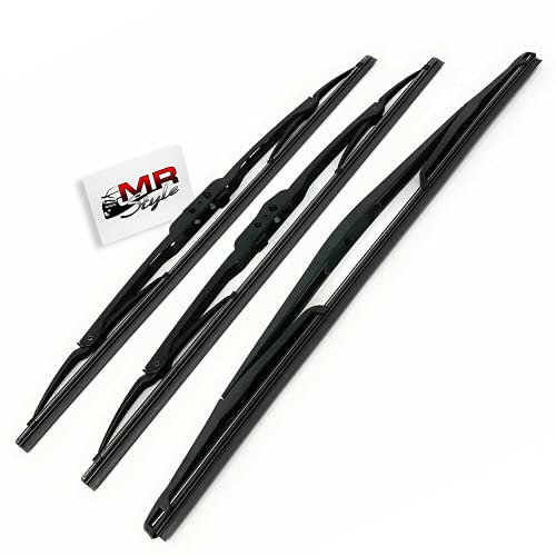 MR-Style Set mit Aufkleber und Scheibenwischer Komplettset vorne und hinten kompatibel mit Sandero Bj: 06/2008 – 08/2012, Wischblätter für Heckscheibe und Frontscheibe