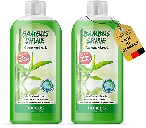 ABACUS® Bambus Shine, Bambusreiniger, Bambus-Konzentrat, Bambusmittel, Bambus-Reinigungsmittel, Bambus-Universalreiniger, Bambus-Fettlöser – Bambus Shine Konzentrat 2x 500 ml (7723.2)