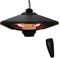 Outsunny Lampada Riscaldante per Esterni con Luce LED, 2 Livelli di Potenza 1000/2000W e Telecomando, 43x43x25cm, Nero