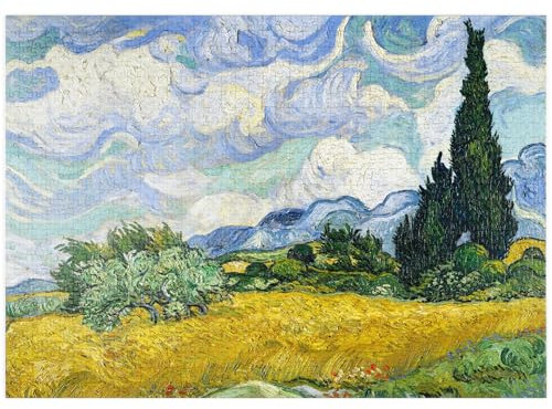 MyPuzzle Wheat Field with Cypresses (1889) by Vincent Van Gogh - Premium 1000 Teile Puzzle - MyPuzzle Sonderkollektion von Æpyornis