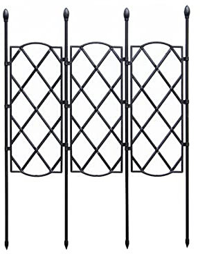Panonw Treillis de jardin en fer noir, 60 x 46 cm, grand treillis de jardin en métal avec revêtement noir, panneaux décoratifs en treillis pour jardin, pots, tiges d'escalade, tiges de vigne